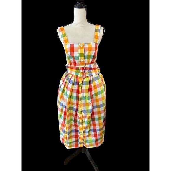 CHRISTOPHER John Rogers for Target Plaid Wide Strap Tie Waist Dress size 0 - Picture 1 of 11